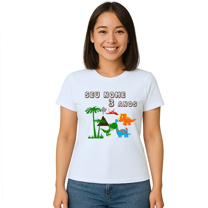 Camiseta Dinossauros Floresta Estampa Personalizada