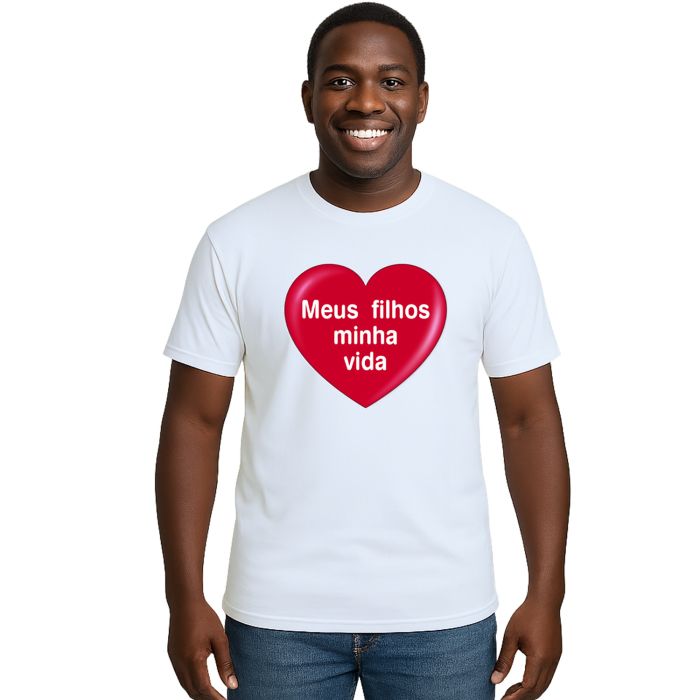 Camiseta Meus Filhos Minha Vida Coração Personalizada