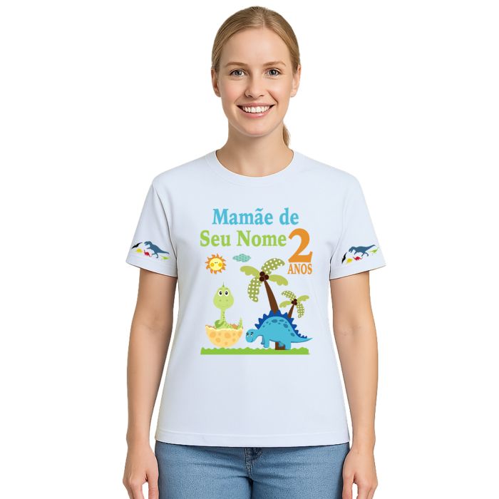 Kit 3 Camisetas Dinossauros Aniversário Personalizadas