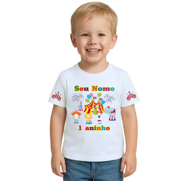 Kit 3 Camisetas Circo Festa Aniversário Personalizadas