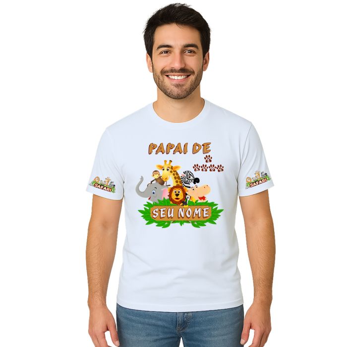 Kit 3 Camisetas Safari Animais Personalizadas Aniversário