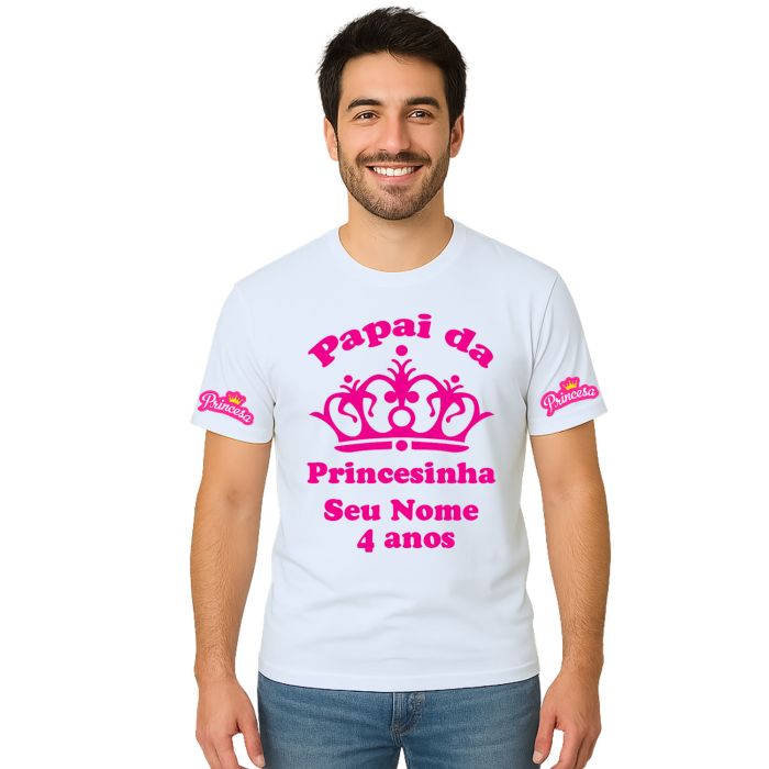 Kit 3 Camisetas Coroa Princesa Aniversário Personalizadas