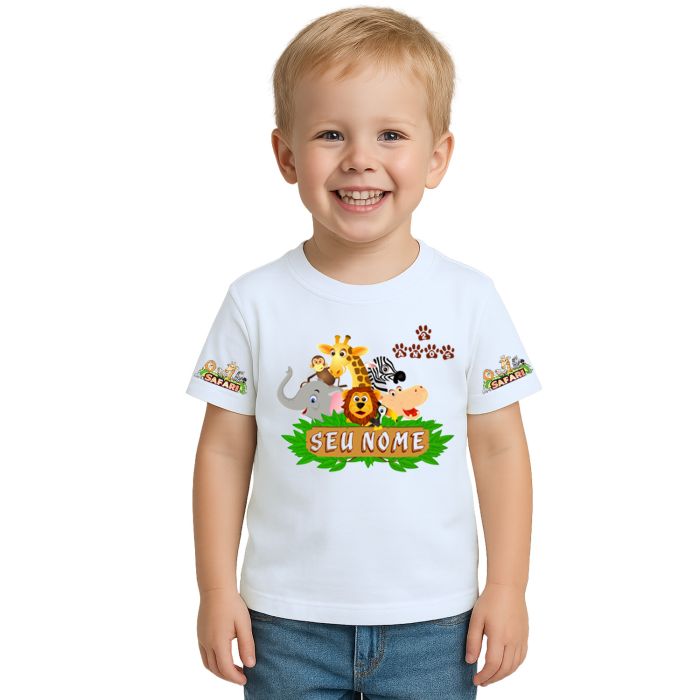 Kit 3 Camisetas Safari Animais Personalizadas Aniversário
