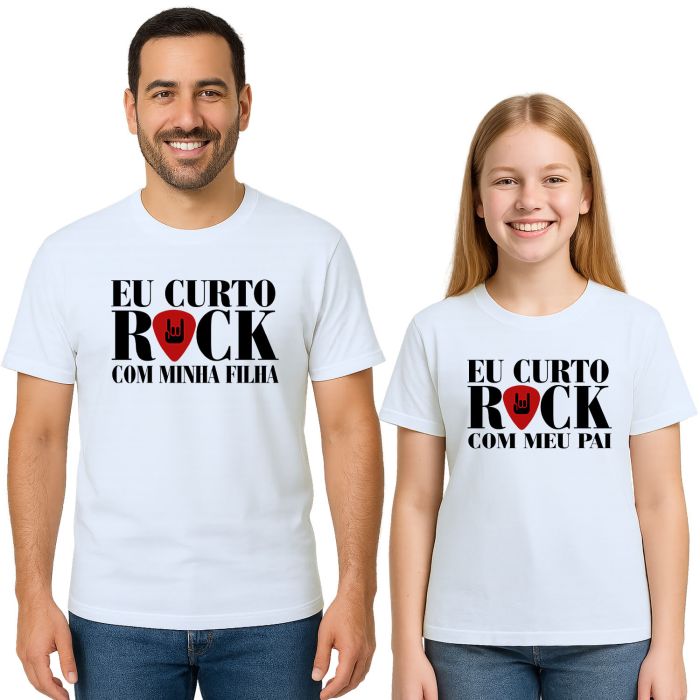 Kit 2 Camisetas Rock And Roll Pai e Filha Personalizadas