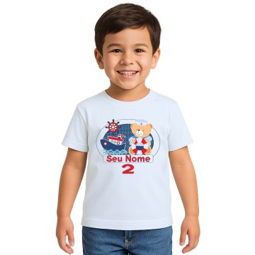 Camiseta Ursinho Marinheiro Boat Estampa Personalizada