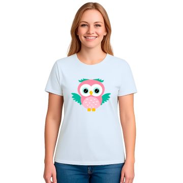 Camiseta Coruja Rosa Asas Corujinha Estampa Personalizada