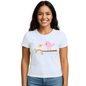 Camiseta Pássaros Mãe e Filha Estampa Personalizada