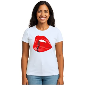 Camiseta Boca Piercing Criativa Estampa Personalizada