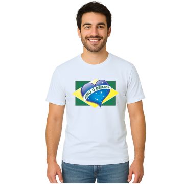 Camiseta Amo O Brasil Torcida Estampa Personalizada