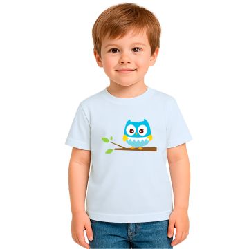 Camiseta Coruja Azul Owl Galho Estampa Personalizada