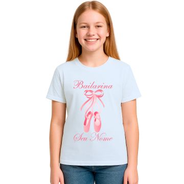 Camiseta Bailarina Sapatilhas Balé Estampa Personalizada