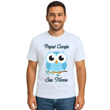 Camiseta Papai Coruja Azul Dia dos Pais Personalizada