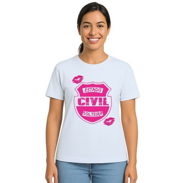 Camiseta Estado Civil Solteira Estampa Personalizada