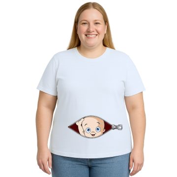 Camiseta Bebê Na Barriga Zíper Grávida Personalizada