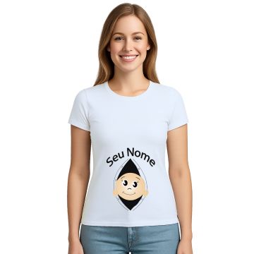 Camiseta Bebê Na Barriga Grávida Estampa Personalizada