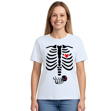 Camiseta Esqueleto Raio x Grávida Menina Personalizada