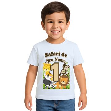 Camiseta Safari Baby Aniversário Estampa Personalizada