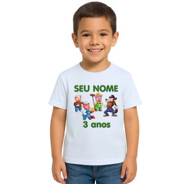 Camiseta Lobo Mau Três Porquinhos Personalizada