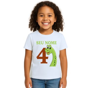 Camiseta Dinossauro Aniversário Estampa Personalizada