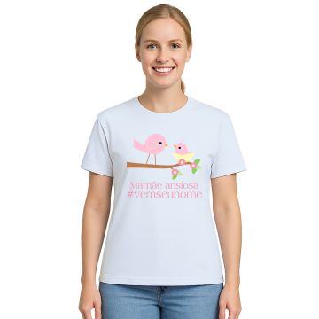 Camiseta Pássaros Mamãe Ansiosa Estampa Personalizada