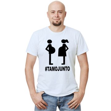 Camiseta Grávida E Grávido Tamo junto Personalizada Algodão