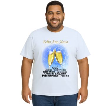Camiseta Feliz Ano Novo Frases Fundo Personalizada