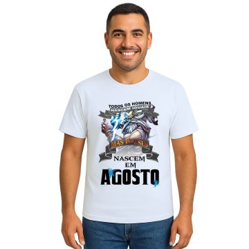Camiseta Homens Deuses Nascem Em Agosto Personalizada
