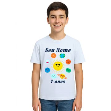 Camiseta Planetas Sistema Solar Estampa Personalizada