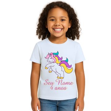 Camiseta Unicórnio Happy Licorne Estampa Personalizada