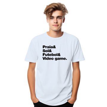 Camiseta Praia Sol Futebol Vídeo Game Personalizada Algodão