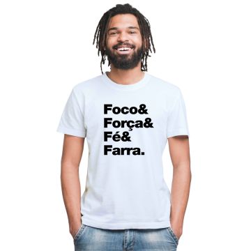 Camiseta Foco Força Fé Farra Estampa Personalizada