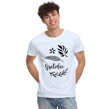 Camiseta Gratidão Folhas Agradeço Estampa Personalizada