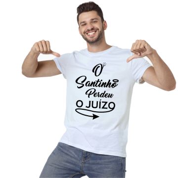 Camiseta Santinho Perdeu o Juízo Estampa Personalizada