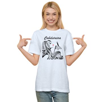 Camiseta Cabeleireira Pente Tesoura Estampa Personalizada