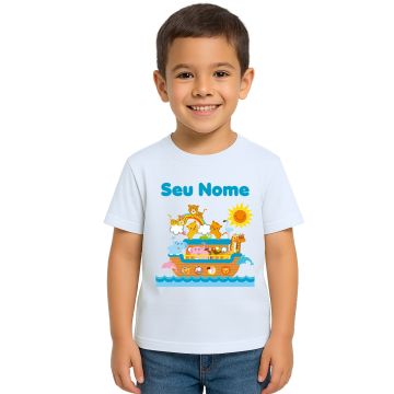 Camiseta Arca de Noé Bichos Menino Personalizada