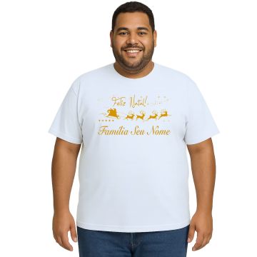 Camiseta Feliz Natal Trenó Renas Natalina Personalizada