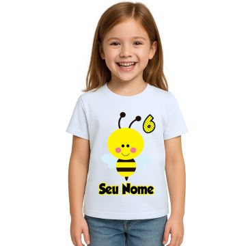 Camiseta Abelha Asas Aniversário Estampa Personalizada