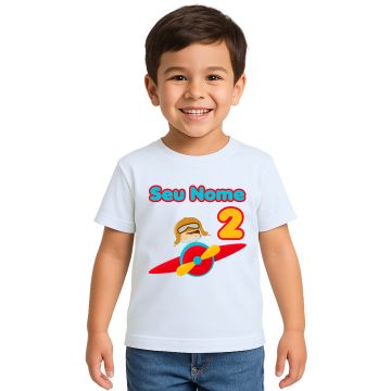 Camiseta Aviador Menino Avião Estampa Personalizada