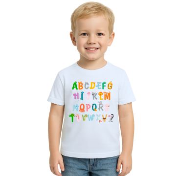 Camiseta Alfabeto Divertido Animais Personalizada