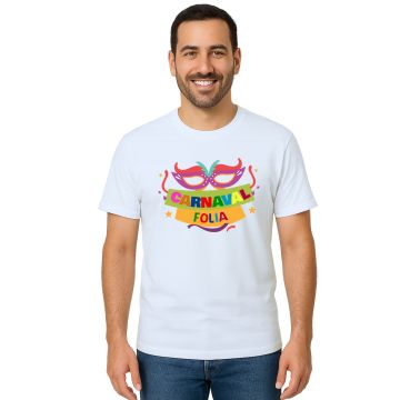 Camiseta Carnaval Máscara da Folia Estampa Personalizada