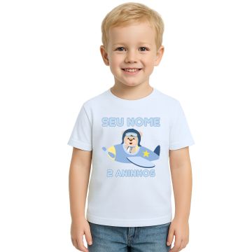 Camiseta Ursinho Aviador Avião Urso Estampa Personalizada