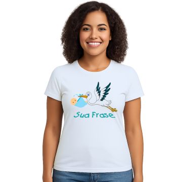 Camiseta Bebê Cegonha Grávida Estampa Personalizada