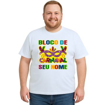 Camiseta Bloco de Carnaval com Máscara Estampa Personalizada
