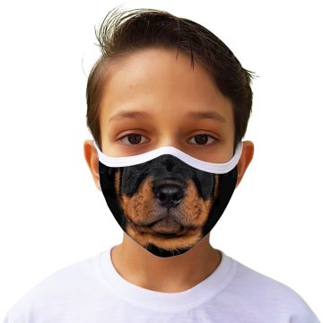 Máscara de Proteção Cachorro Rottweiler Tecido Lavável