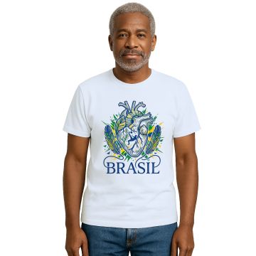 Camiseta Brasil Futebol no Coração Estampa Personalizada