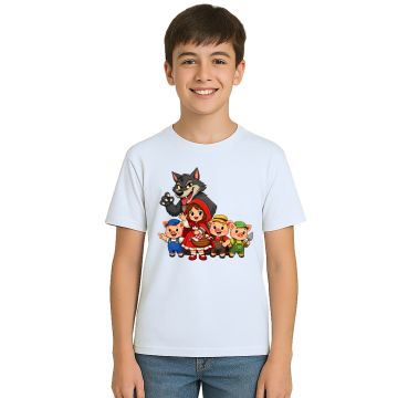 Camiseta Chapeuzinho Vermelho Lobo Mau e os Três Porquinhos