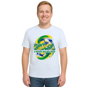 Camiseta Brasil Paixão Que Nos Move Estampa Personalizada