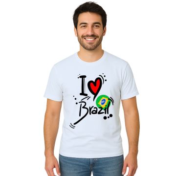 Camiseta I Love Brasil Eu Amo BR Estampa Personalizada