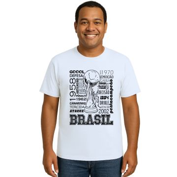 Camiseta Brasil Futebol Frases na Taça Estampa Personalizada