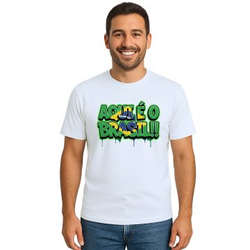 Camiseta Aqui é o Brasil Bandeira Estampa Personalizada